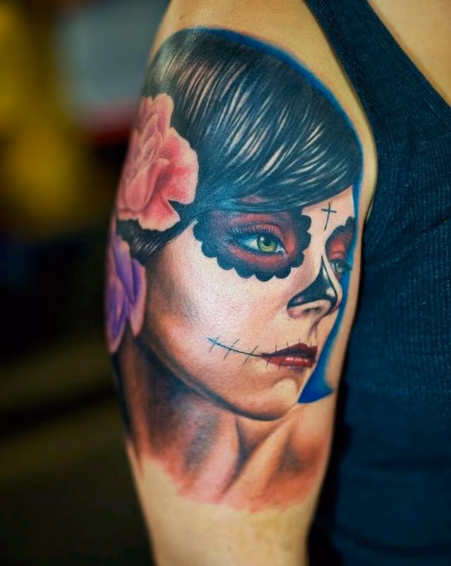 Day of the Dead Girl Green Eyes