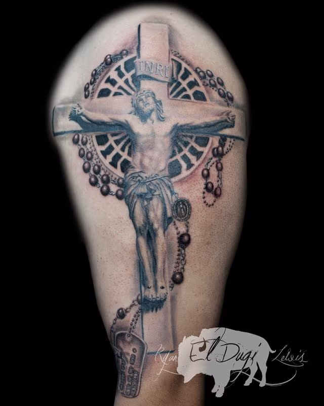 Jesus Christ crucifixion and Rosary