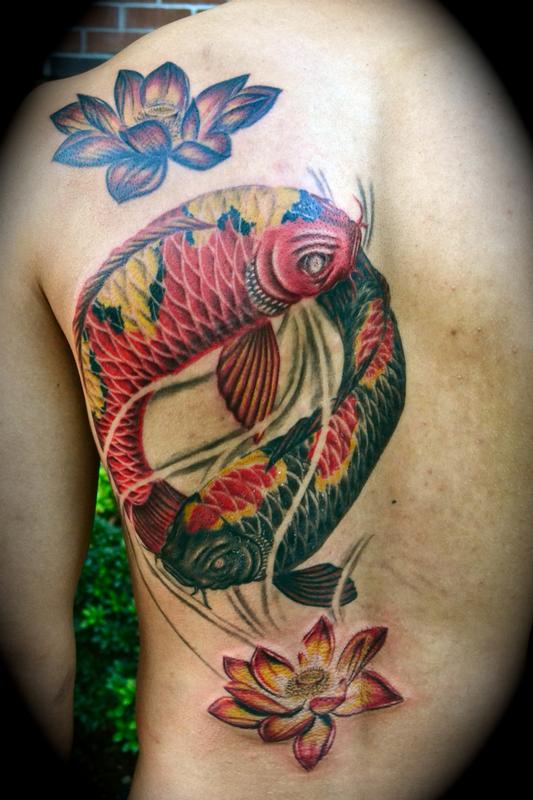 Yin Yang Koi and Lotus