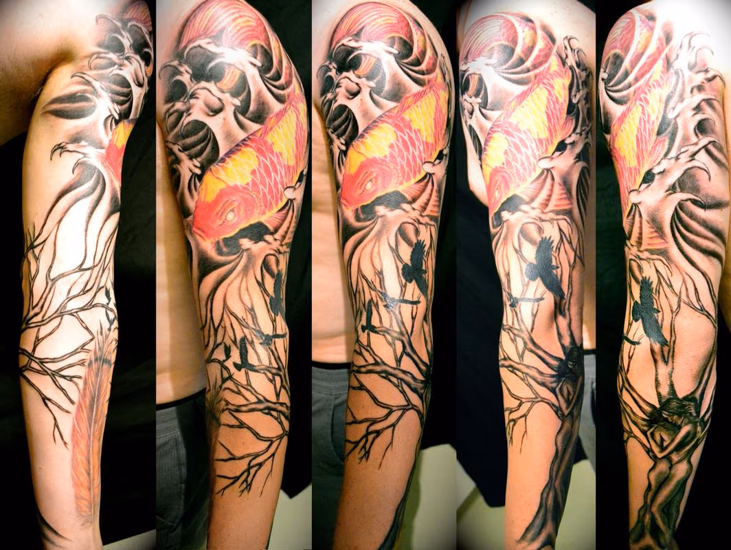 Red Koi & Tree
