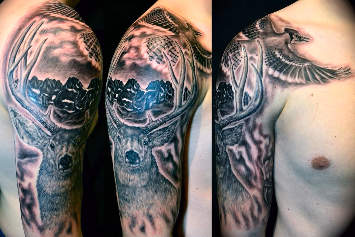 Mule Deer, Eagle, Blue Jay Sleeve