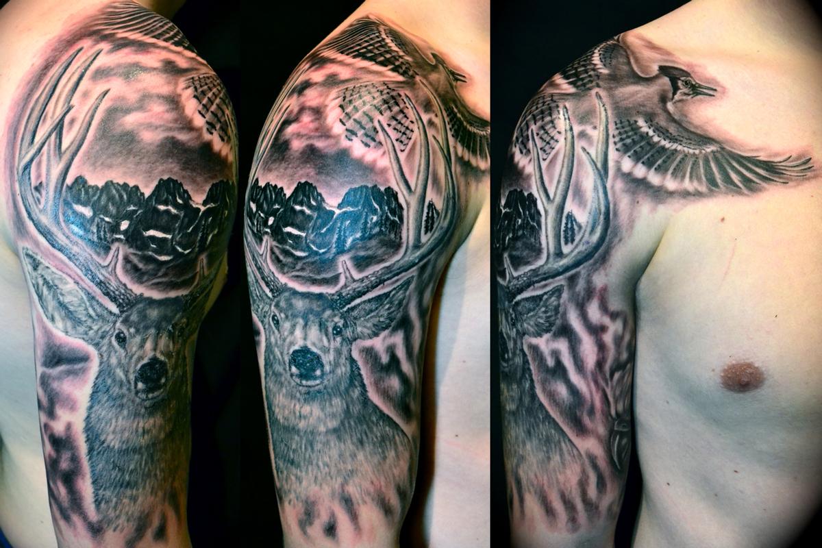Mule Deer, Eagle, Blue Jay Sleeve