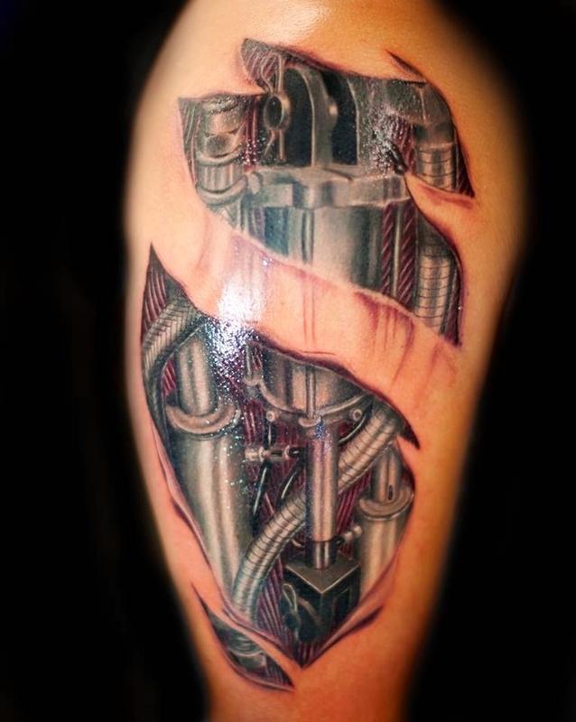 Rip Skin tear exposing biomechanical
