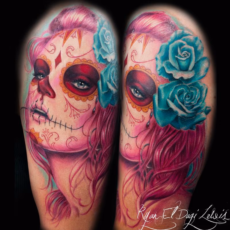 Day of the Dead Portrait Pink