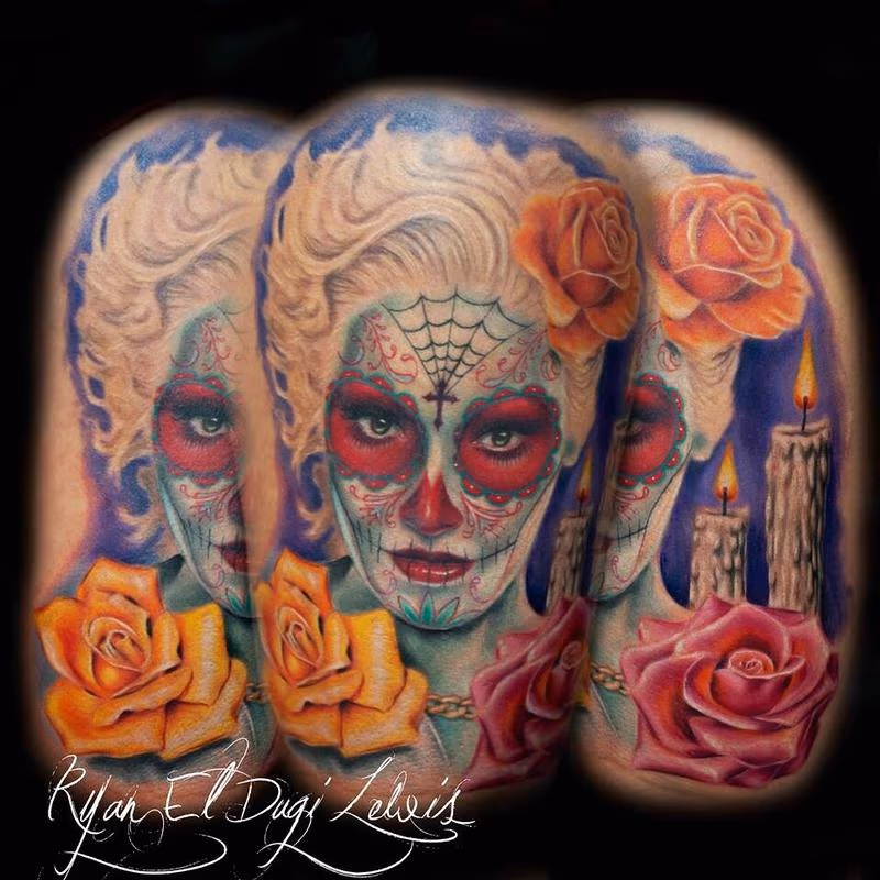 Dia De Los Muertos portrait of Gwen Stephani