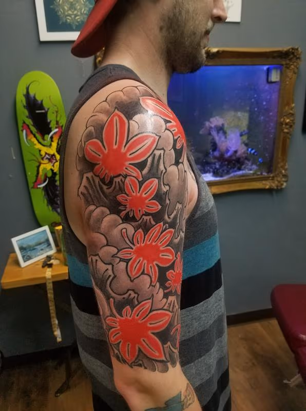 Japanese style Maple leaf half sleeve