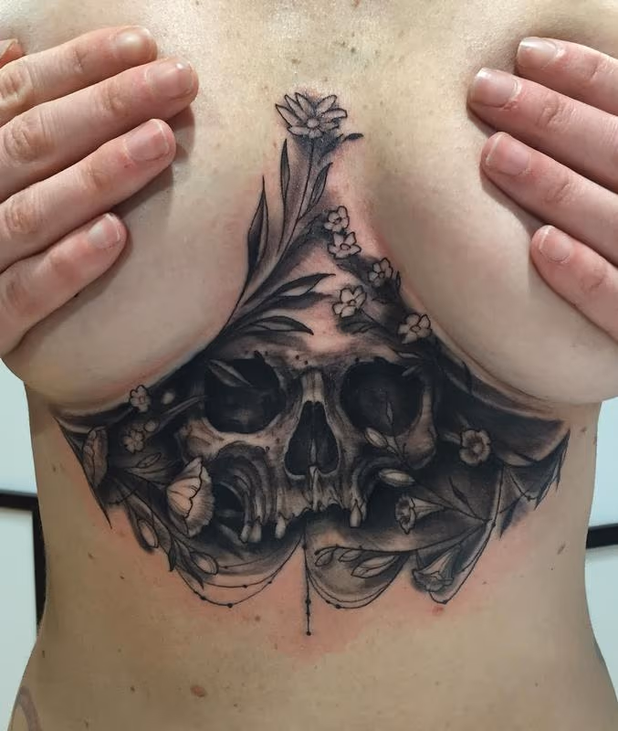 Underboob Skull Tattoo
