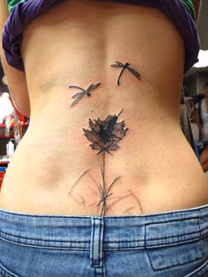 Dragonfly/flower tattoo