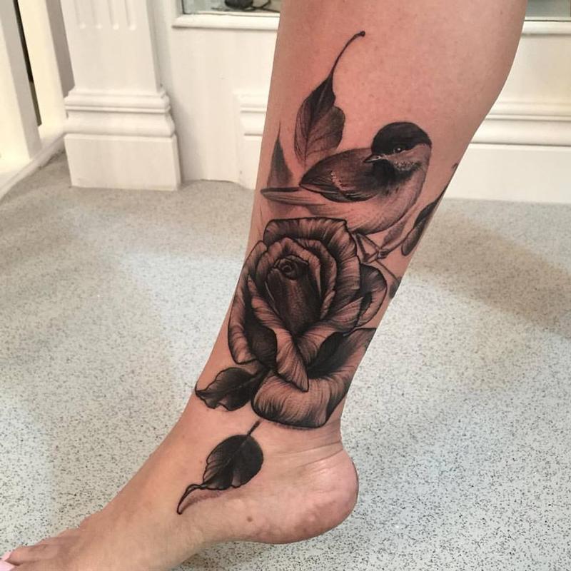 Bird and Rose Tattoo