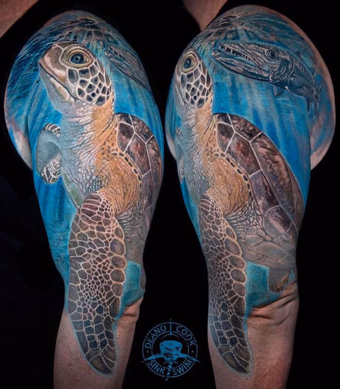 Color Sea Turtle Tattoo