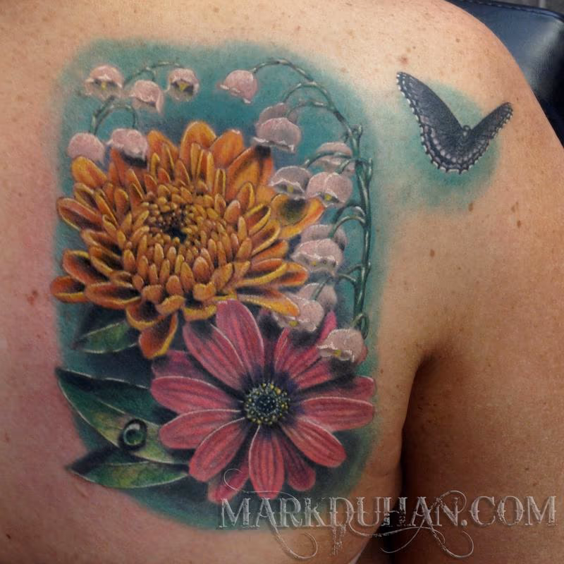 FLOWERS AND BUTTERFLY