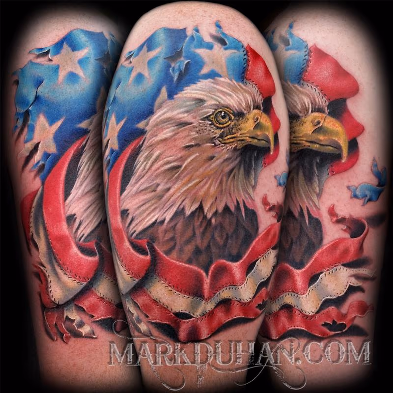 EAGLE AND AMERICAN FLAG