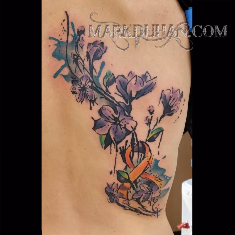 WATERCOLOR CROCUS AND CANCER RIBBON