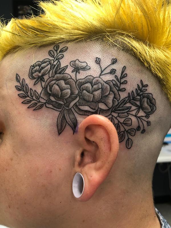 Floral head tattoo
