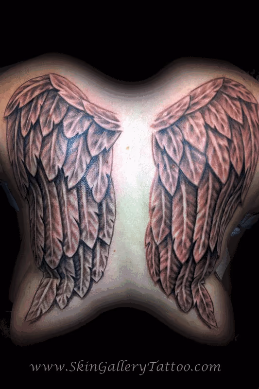 Black and Grey Angel Wing Backpiece