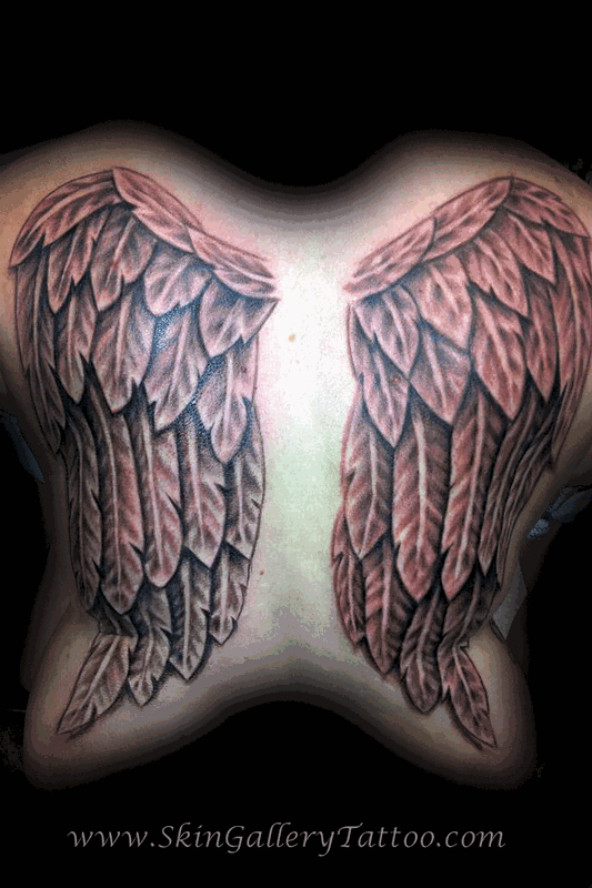 Black and Grey Angel Wing Backpiece