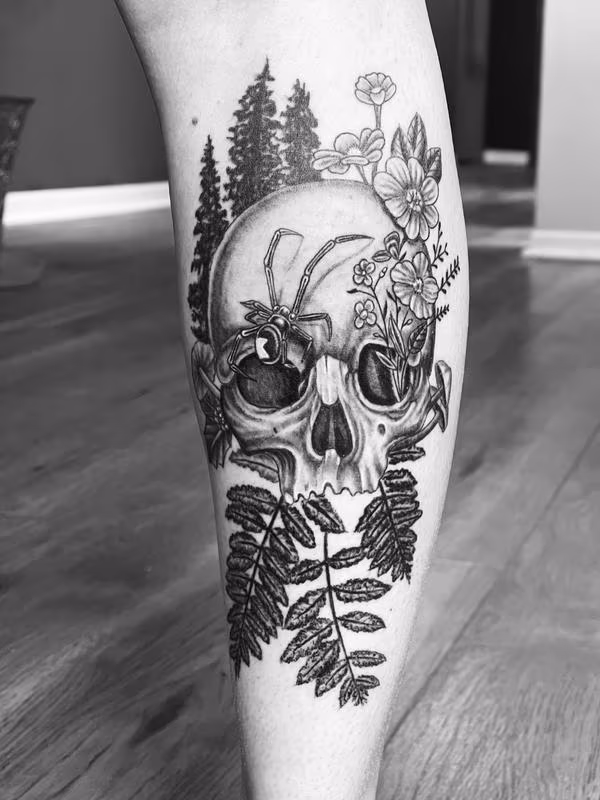 Skull and black widow