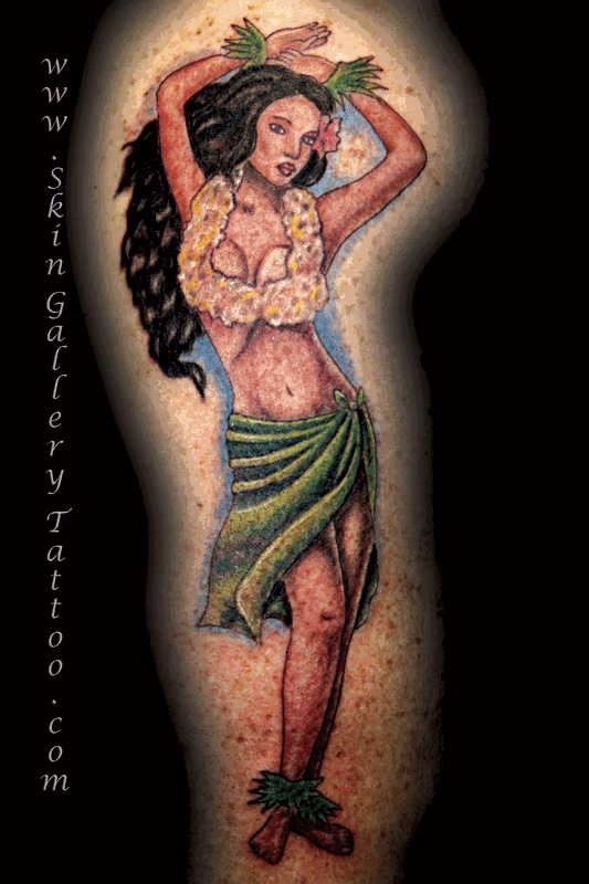 Color Pin up Hula Girl