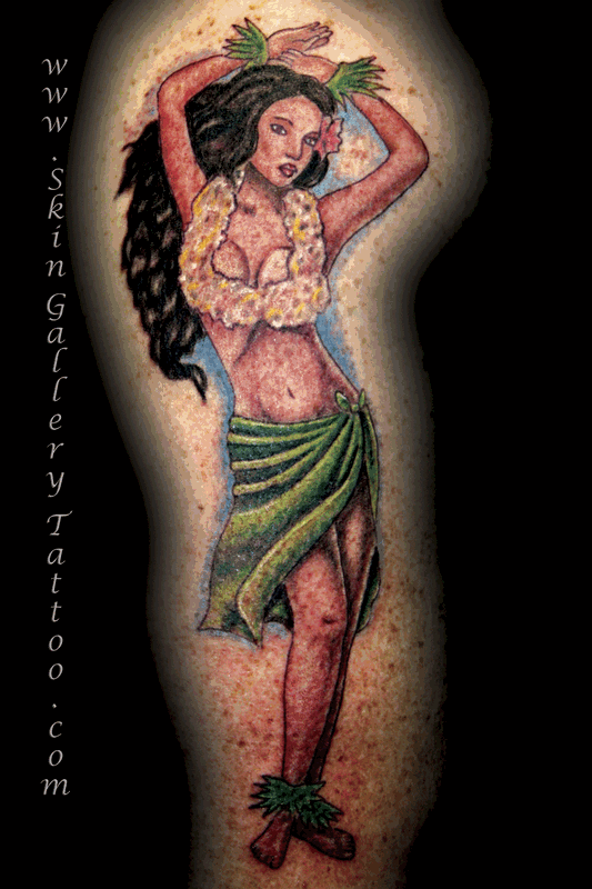 Color Pin up Hula Girl