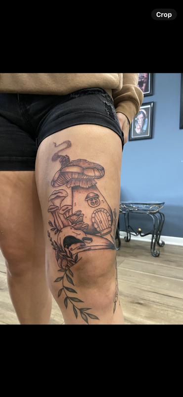 Start of a pretty fairy garden leg sleeve!
