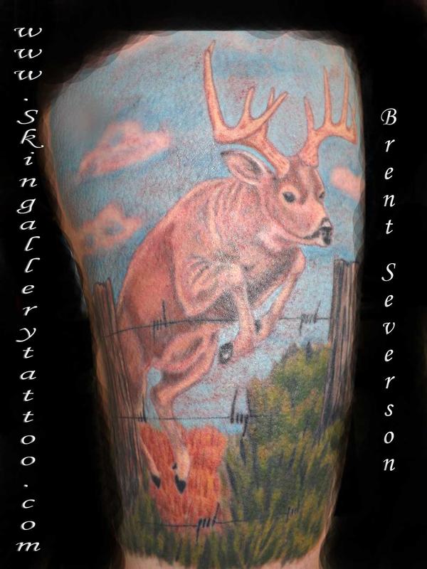 Deer Jumping Fence Tattoo