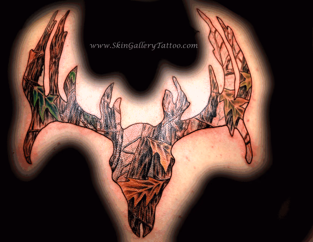 Real Camo Deer Skull