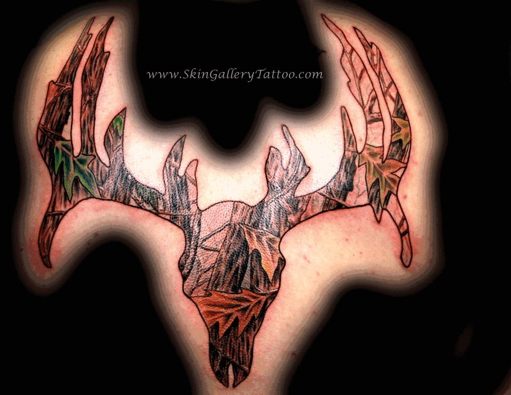 Real Camo Deer Skull