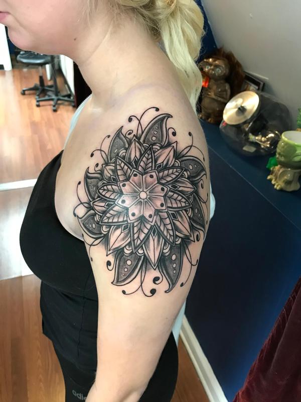 Black work tattoos
