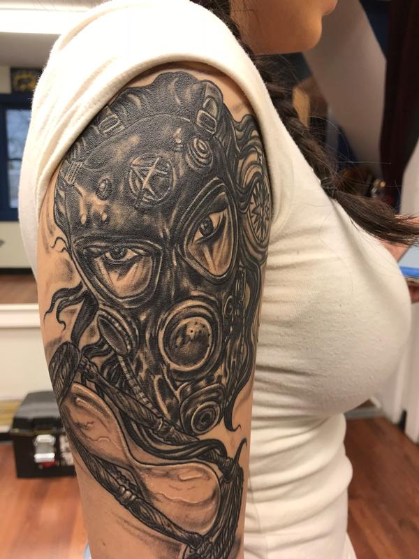 Gas mask black and grey