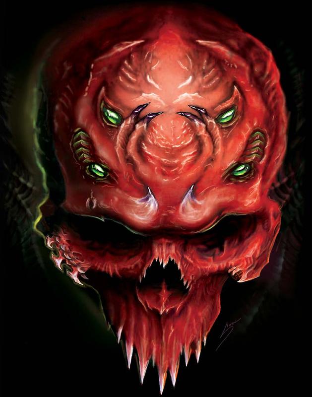 Digital red skull