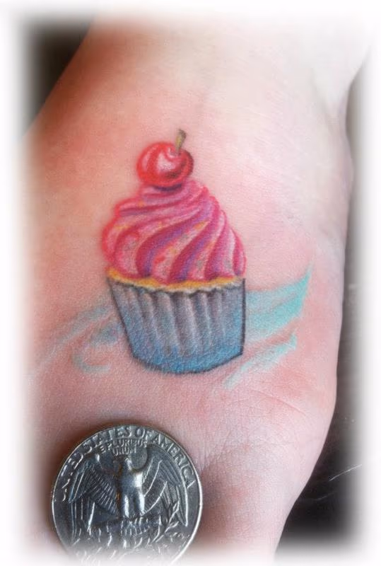Tiny Cupcake Tattoo
