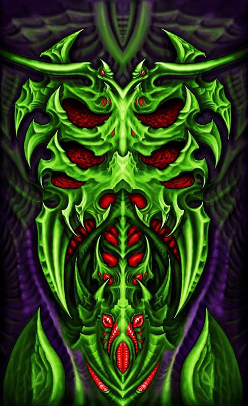 Green alien armor torso