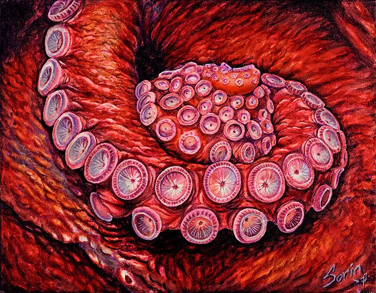 Acrylic painting full color Octopus Tentacle