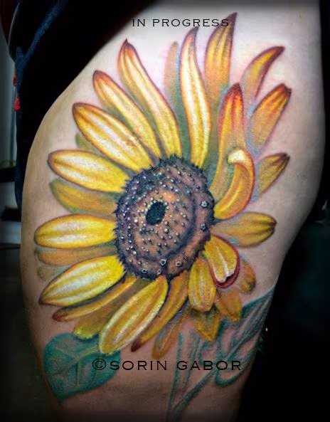Sunflower on thigh