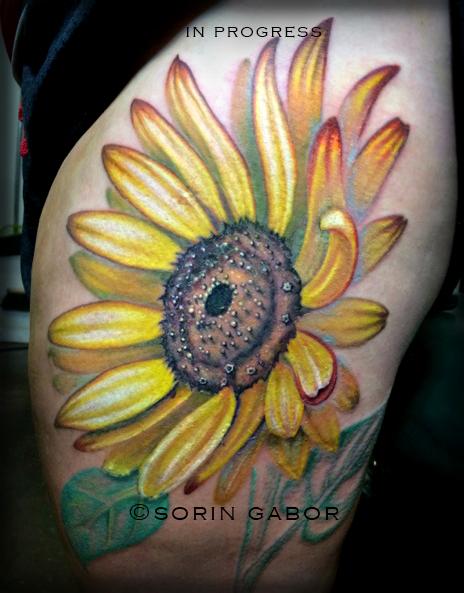 Sunflower on thigh