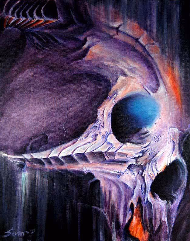 Purple acrylic skull 11x14