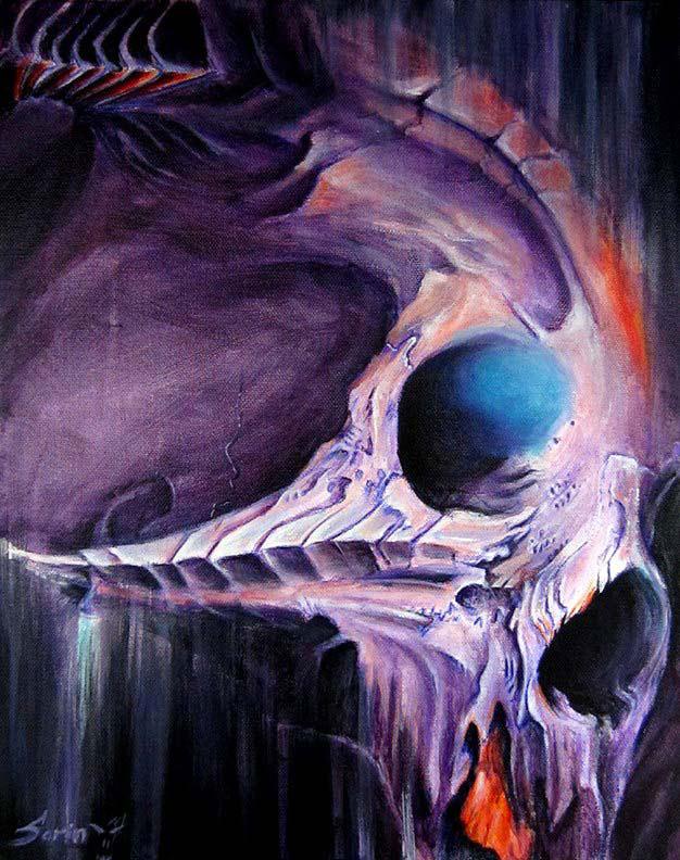 Purple acrylic skull 11x14