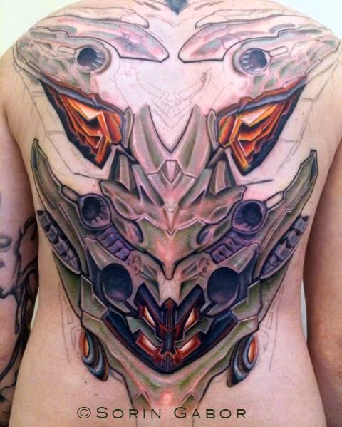 Bio Mech suit backpiece alien armor tattoo