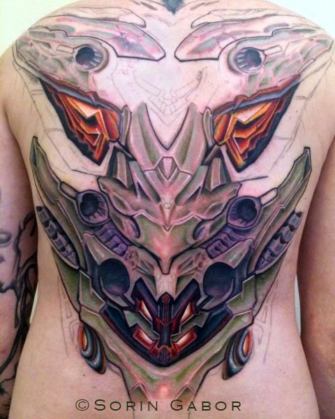 Bio Mech suit backpiece alien armor tattoo