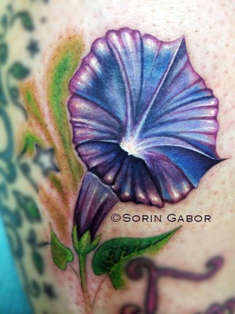 realistic color flower on leg