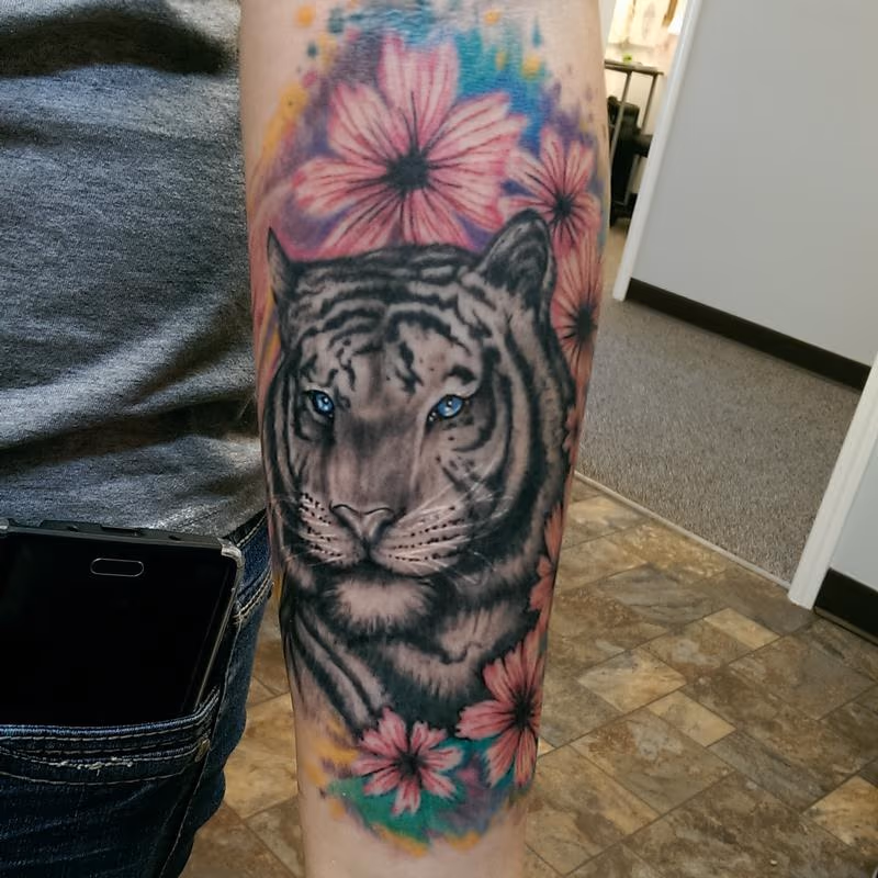 White Tiger with Watercolor