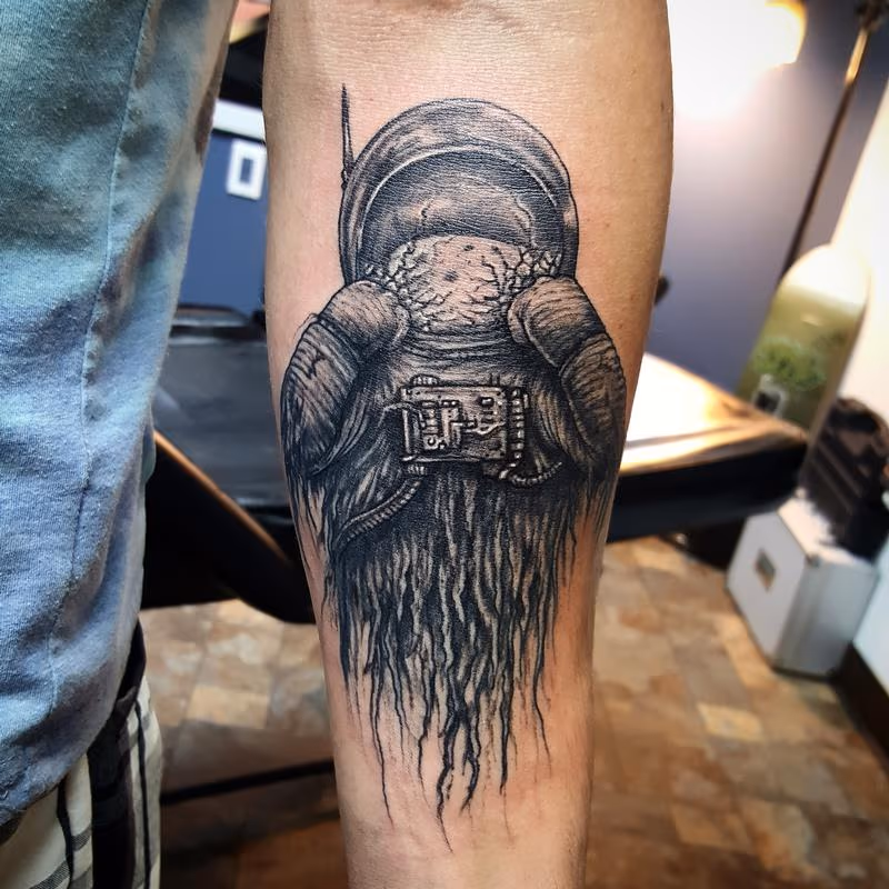Dead Astronaut smashing helmet