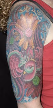Bird and Flower Half-sleeve