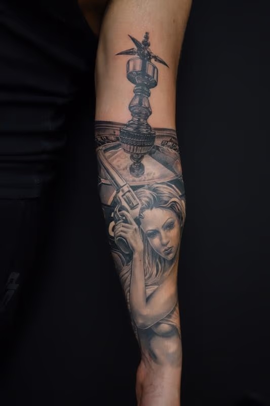 in progress custom tattoo