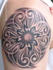 Tribal Sun with black and gray shading