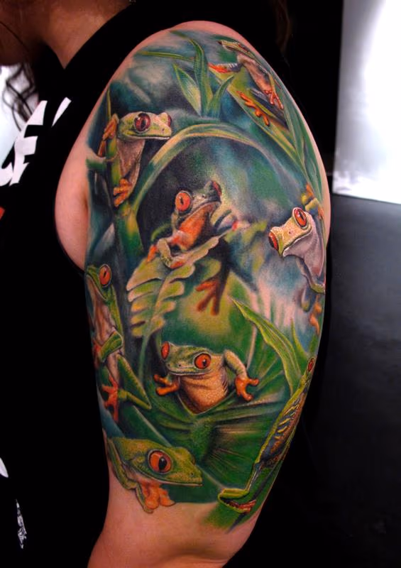 Tree Frogs half Sleeve tattoo