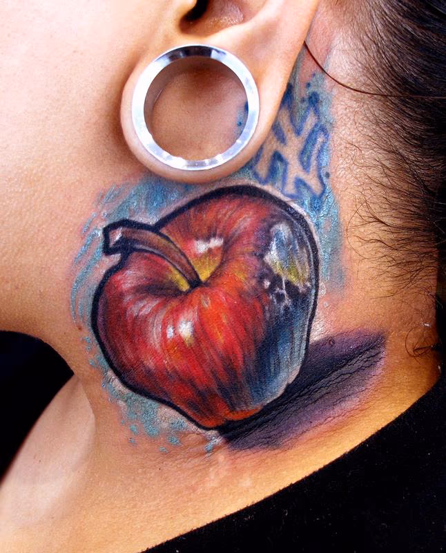 Apple neck tattoo