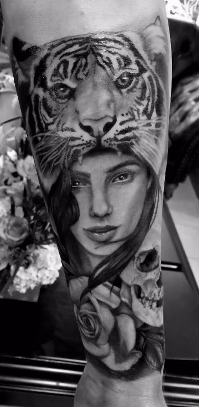 Lady with tiger cowl