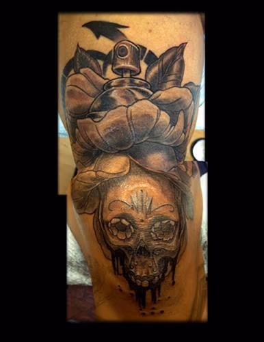 Graffiti Flower Sugar Skull Tattoo