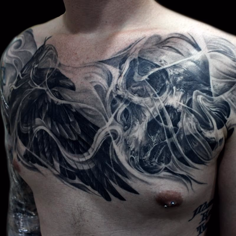 raven skull chest